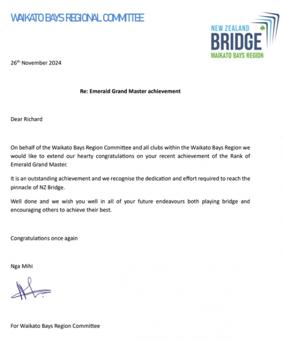 Letter of Congratulation to Richard Solomon